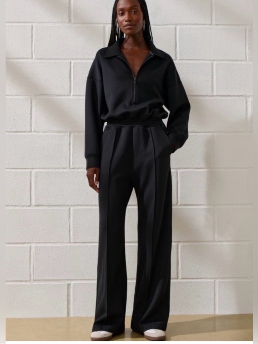 YPB Abercrombie & Fitch Neoknit Half Zip Wide Leg Jumpsuit